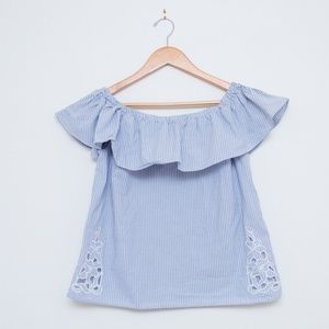 Merona off the shoulder ruffle top + cutout detail